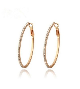 Aini Savoie Rose Gold Plated Princess Cutting Austrian Crystal Hoop Earrings - CB12JI4W40T