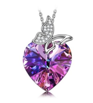 SIVERY Butterfly Pendant Necklace Swarovski - Purple - CA17Z5MKYOM