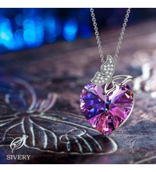 SIVERY Butterfly Pendant Necklace Swarovski in Women's Pendants