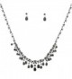 Topwholesalejewel Fashion Jewelry Set Silver Plating Jet Stone Necklace Earrings Set - CA11IAU5XEV