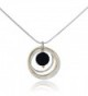 Two Tone Black Onyx Multi Hoops Necklace 925 Sterling Silver & 14k Gold-Filled Pendant- 18" + 4" Extender - CP12NSB56ZM