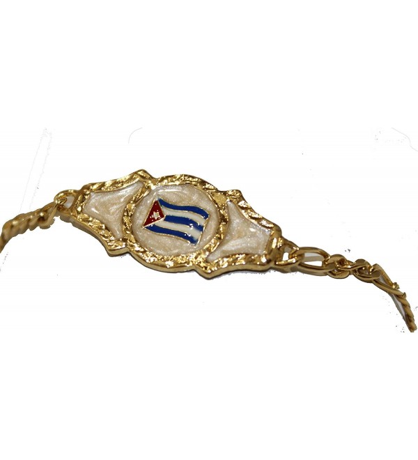 Cuba Flag ID Tag 18k Gold Plated 7.5 Inch Bracelet - Cuba Flag Bracelet - CJ127QSEHRH