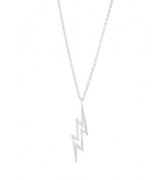Altitude Boutique Lightning Bolt Necklace Pendant- The Flash Necklace- Brushed Unisex (Gold- Silver) - Silver - CL188UH3TML