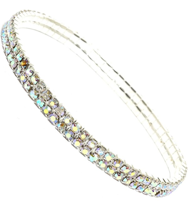 AnsonsImages Stretch Anklet Bracelet Double Line Aurora Borealis Colored Rhinestones - CG12NZCNKMO