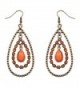 Lux Accessories Orange & Burnished Gold Tear Drop Statement Earrings - CK11TL5S38N