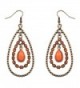 Lux Accessories Orange & Burnished Gold Tear Drop Statement Earrings - CK11TL5S38N