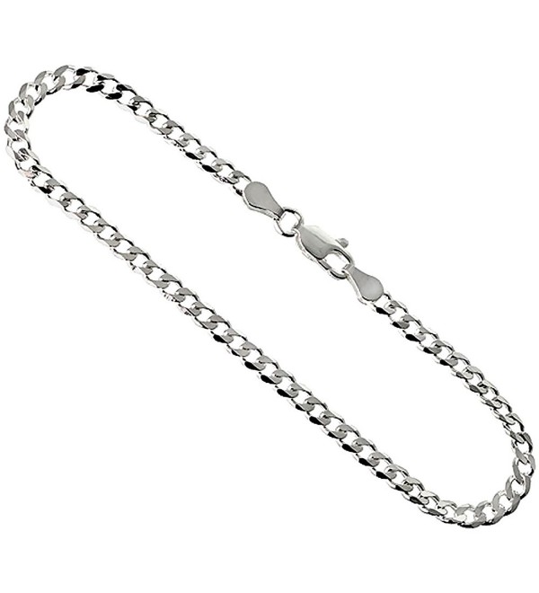 Sterling Silver Curb Anklet 1.3mm - 4.5mm Beveled Edges Nickel Free Italy Sizes 9 - 10 inch - C611H229ZR5