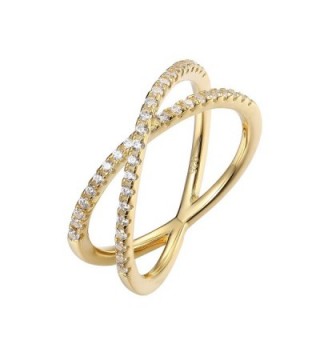 PAVOI 14K Gold Plated X Ring Simulated Diamond CZ Criss Cross Ring for Women - CG184SREL68
