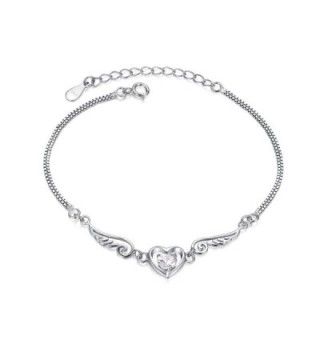 Sterling Silver Simulated Diamond Box Chain Heart Bracelet (BSHC1004SVR_CZ) - CT11QBDS58L