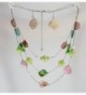 New Wire Necklace Earring Set with Coral & Green Colored Shell Beads - CG11L9IOUPP
