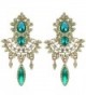 EleQueen Women's Austrian Crystal Art Deco Chandelier Bridal Teardrop Earrings - Antiqued-gold-tone Emerald Color - C5122UWHV3L