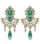 EleQueen Women's Austrian Crystal Art Deco Chandelier Bridal Teardrop Earrings - Antiqued-gold-tone Emerald Color - C5122UWHV3L