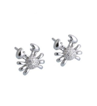 Helen de Lete Shining Crab Rhinestone Sterling Silver Stud Earrings - C912IDP6UIB