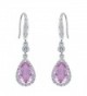 EleQueen Sterling Zirconia Teardrop Earrings - Pink - C1188IQHZ4D