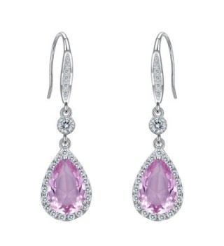 EleQueen Sterling Zirconia Teardrop Earrings - Pink - C1188IQHZ4D