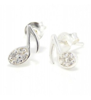 Pro Jewelry .925 Sterling Silver "CZ Music Note" Stud Earrings for Children & Women EES JB 2069 - CF11JL2KX4D