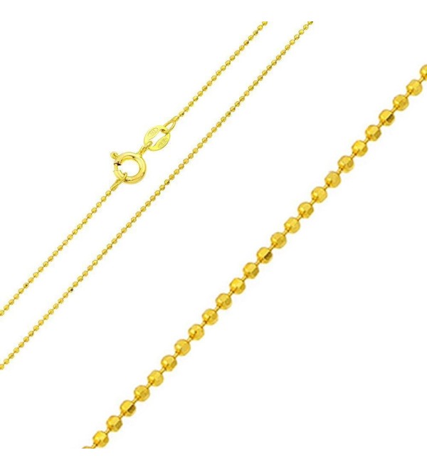 Sterling Silver 1.2 mm Gold Plated Diamond Cut Bead Ball Chain Necklace- Made in Italy - CY183R3T4S2