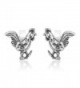 925 Oxidized Sterling Silver Tiny Little Rooster Cock Chinese Zodiac Post Stud Earrings 8 mm - CP12O6YOS2F