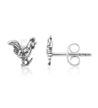 Oxidized Sterling Rooster Chinese Earrings