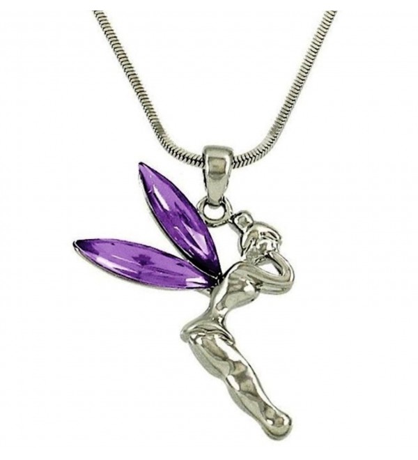 DianaL Boutique Beautiful Purple Tinkerbell Fairy Charm Pendant Necklace Jewelry - CJ1172Y4JKV