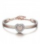 J.NINA "Cupid Heart" 7 Inches Rose-Gold Plated Heart Combo Women Bracelet Bangle Made with Swarovski Crystals - CR12O8UD86L