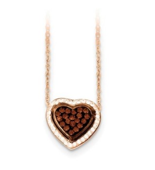 Sterling Silver 14K Rose Gold-Plated 18in Stellux Crystal Chocolate & Clear Heart Necklace - CG11FRSBW59