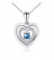 Valentine's Day Gift Sterling Silver Blue CZ Forever Love Heart Necklace for Girlfriend Wife- 18" - CE12IZWOPPH