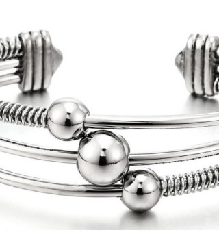 Three Row Womens Stainless Adjustable Bracelet