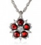 1928 Jewelry "1928 Red Jeweltones" Silver-Tone Flower Pendant Necklace- 16" - Silver-Tone/Siam Red - C911FTA44D1