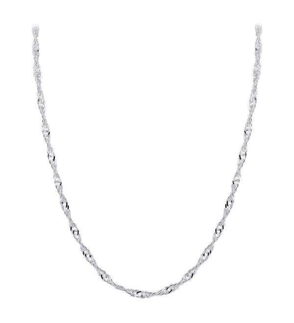 Gem Avenue Italian 925 Sterling Silver Winding 3mm Singapore Chain Necklace (16" - 24" Available) - CM11LUFRHUR
