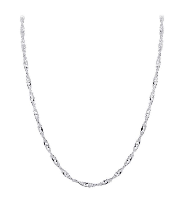 Gem Avenue Italian 925 Sterling Silver Winding 3mm Singapore Chain Necklace (16" - 24" Available) - CM11LUFRHUR