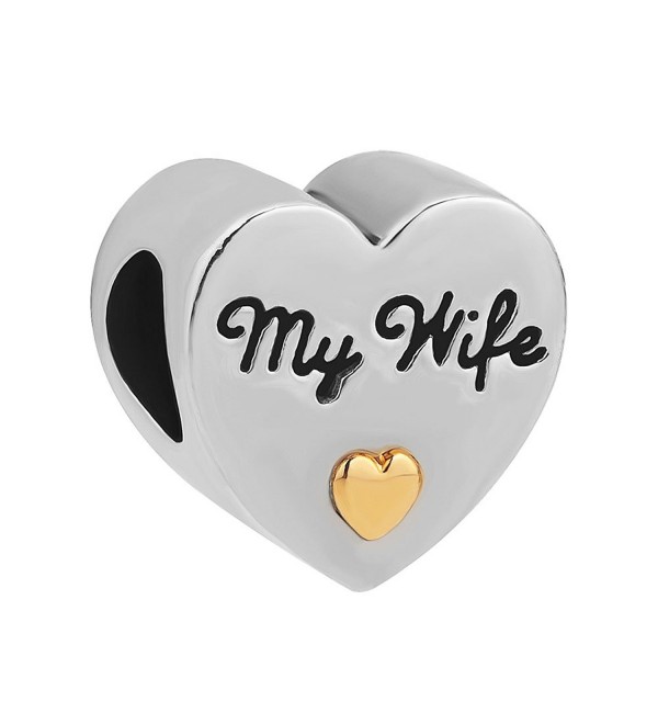 LovelyJewelry Heart I Love You My Wife Charm Beads Fit Charms Bracelet - CF12FI22YBJ