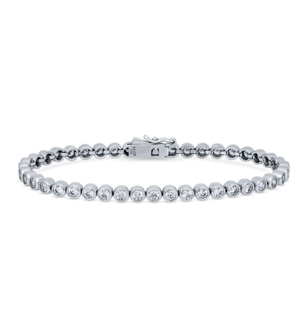 BERRICLE Rhodium Plated Sterling Silver Bubble Tennis Bracelet Made with Swarovski Zirconia - CC17XWKLY9R