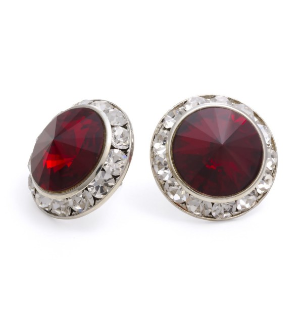 PammyJ Dark Red 20mm Crystal Center Post Earrings - CX114F9HR9V