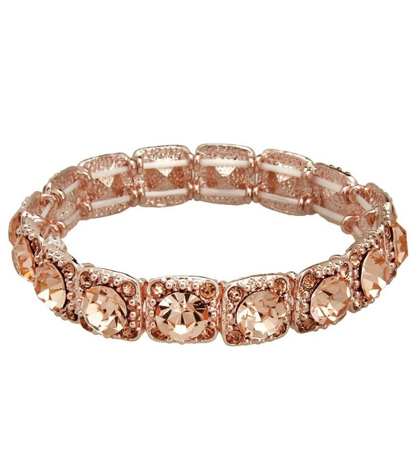 Falari Crystal Stretch Bracelet Wedding Bracelet Gift Box Included - Light Peach (Rose Gold) - CR17YTHS6C9