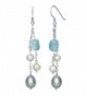 Sterling Silver Cultured Freshwater Pearl and Milky Aquamarine Dangle Drop Earrings - CT115WT9KTD