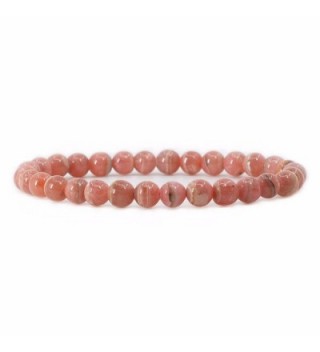 Justinstones Gem Semi Precious Gemstone 6mm Round Beads Stretch Bracelet 6.5" Unisex - Argentina Rhodochrosite - C317YWT3TO0