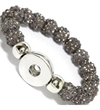 AnsonsImages 6" Gray Rhinestone Bead Stretch Snap On Button Holder Bracelet - C012G9XPZZN