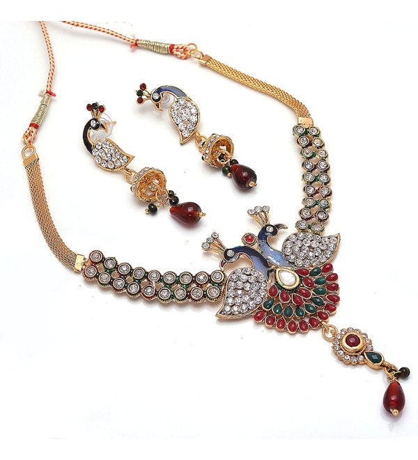 Jewar peacock kundan jadau ad styish latest jewelry necklace set 6065 - CL11ZQE6Q7D