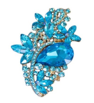 Bai You Mei Waterdrop Rhinestone - Golden + Lake Blue - C2183LWH000