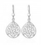 925 Sterling Pear Shape Silver Swirls Dangle Earrings - CX12GF1FYO1