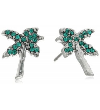 Marc Jacobs Womens Charms Tropical Strass Palm Tree Studs Earrings - Green Multi - CQ12MBXKG81