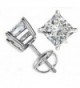 TOP GRADE 3 CARATS PRINCESS CUT SONA NSCD SIMULATED DIAMOND SOLITAIRE EARRINGS SCREW BACK 925 SILVER - CO12JEADMGL