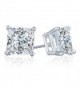 PRINCESS SIMULATED DIAMOND SOLITAIRE EARRINGS