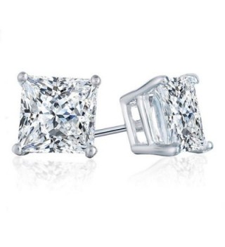 PRINCESS SIMULATED DIAMOND SOLITAIRE EARRINGS