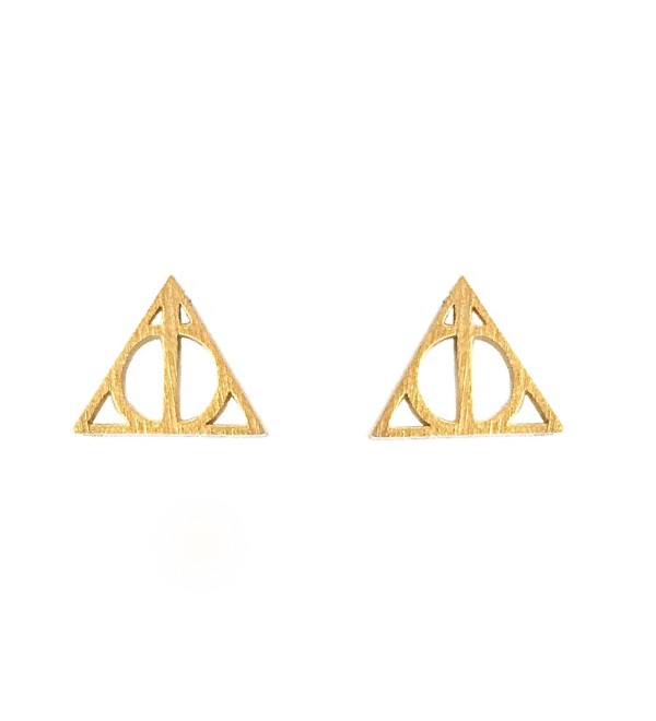 Altitude Boutique Geometric Triangle Stud Pyramid Harry Potter Deathly Hallows Earrings (Gold- Silver) - Gold - CZ189K28XAZ