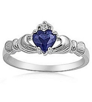Sterling Silver Blue Cubic Zirconia Irish Friendship & Love Heart Ring (Available size 6- 7- 8) - CM118HC007N