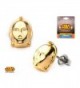 Disney Star Wars Officially Licensed Stainless Steel Gold IP 3D C-3PO Face Stud Earrings - CA12748X1NZ