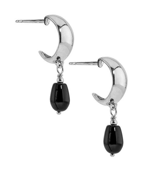 Carolyn Pollack Gemstone eardrop Hoop Earrings - Black Agate - CS1873ZY52Z