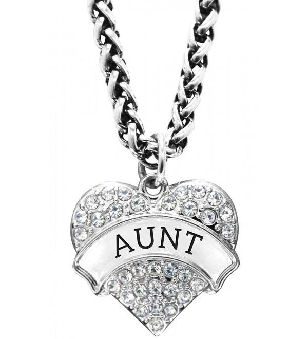 Mother's Day Gift for Aunt Engraved Aunt Crystal Adorned Heart Shaped Pendant Wheat Chain Necklace Aunt - Clear - CX12EUMSE4J